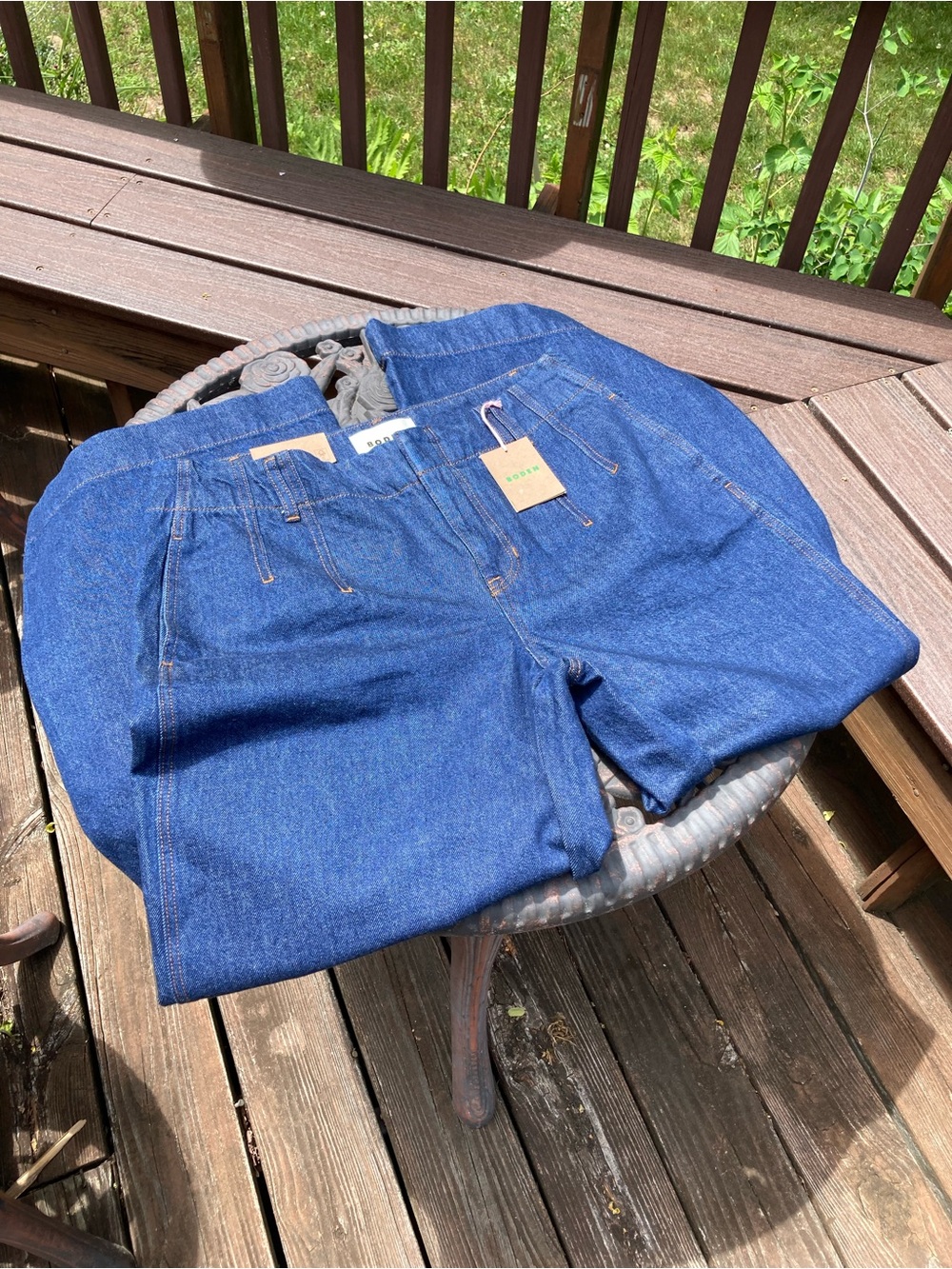 NWT BODEN Stitch Detail Wide Leg Jeans Indigo Dark Wash Size W31P - Picture 8 of 15